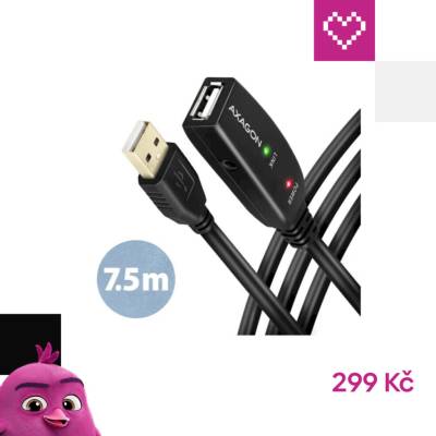 Axagon ADR-207 USB 2.0 A-M -> A-F aktivní prodlužovací / repeater 7.5m