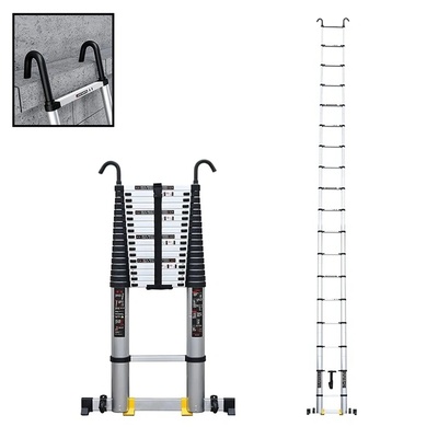 MXM Телескопична стълба с куки - 8 м, алуминий