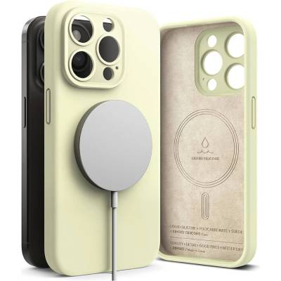 Ringke Liquid Silicone Magnetic Case - силиконов (TPU) калъф с MagSafe за iPhone 15 Pro Max (светлозелен)