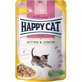 Happy Cates Meat in Sauce Kitten & Junior Land Geflügel 85 g