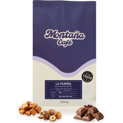 Café Montaña káva bez kofeinu Decaf Puro mletá French press 0,5 kg