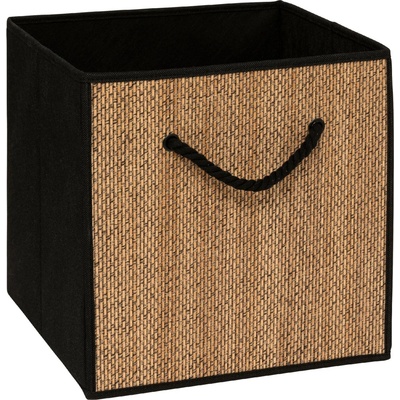5five Simply Smart Textilní kontejner na uchovávání STEMY, s úchytem, 31 x 31 x 31 cm, černý hnědý