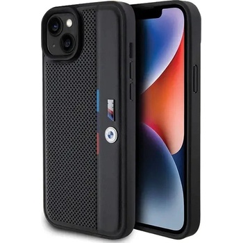 BMW Кейс BMW Perforated Tricolor Line за iPhone 15 Plus / 14 Plus, черен (BMW000783-0)