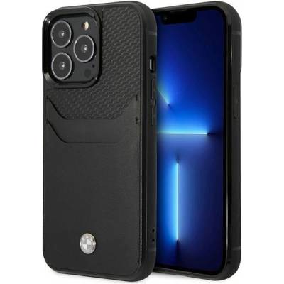 BMW Кейс BMW BMHCP14L22RSEPK за iPhone 14 Pro 6.1", черен / черен, Leather Card Slot (BMW000551-0)
