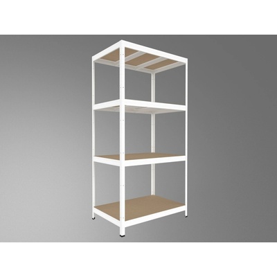 Biedrax Regál do domácnosti 35 x 90 x 180 cm, biely, 4 police MDF, 300 kg na policu