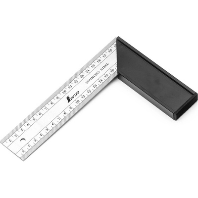 Shinwa Nerezový uholník s robustnou hliníkovou základňou so stupnicou 200 mm 7617