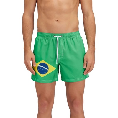 Sundek Бански гащета Sundek Elasticated waistband recycled polyester repreve brazil flag swimming shorts - Green (Bright Green)