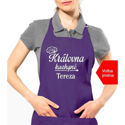 Kariban HobbyTriko Zástěra pro ženy se jménem Královna kuchyně Fialová