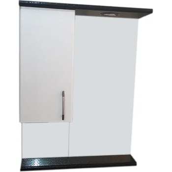 Image 1 of Ramois Пластмасов горен шкаф за баня Мароко 55 или 65 см, огледало с осветление, бял с черно