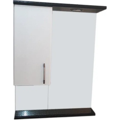 Ramois Пластмасов горен шкаф за баня Мароко 55 или 65 см, огледало с осветление, бял с черно