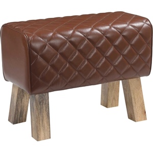 vidaXL Пейка 60 x 30 x 45 cm Естествена кожа Кафяв диамант (42042106)