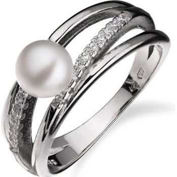 Meucci SP82R Stříbrný prsten s perlou a zirkony