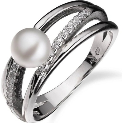 Meucci SP82R Stříbrný prsten s perlou a zirkony