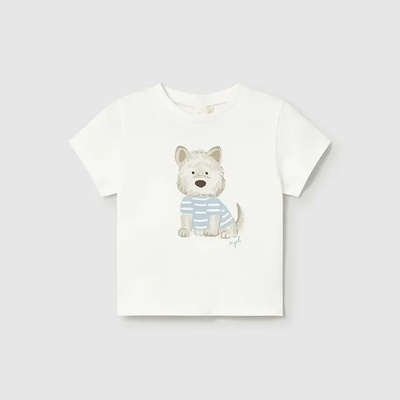 MAYORAL Тениска къс ръкав куче Сметана за бебе момче Mayoral