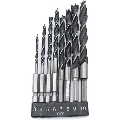 Tagred Спирални дърворезни свредла HEX 1/4 3-10 mm, комплект от 8 бр. TA4184 (TA4184)