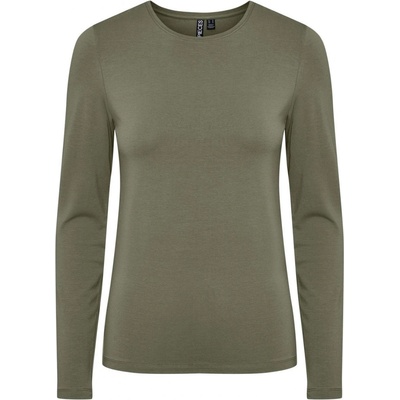 Pieces BASIC TRIKO S DLOUHÝM RUKÁVEM KHAKI