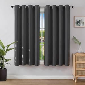 Joydeco opaque curtains with eyelets, pack of 2, H 175 x W 140, blackout curtain, gray thermal curtain, heat protection, eyelet curtain for bedroom, living room - EJ21001-DGR-175-V (EJ21001-DGR-175-V)