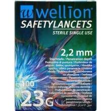 Wellion SAFETY LANCETS 23G, 100 ks