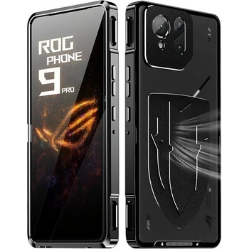 ASUS ROG Phone 9 / 9 Pro 5G Удароустойчив Калъф с Метална Рамка и Скрийн Протектор - Черен / Сребрист, MagSafe съвместим