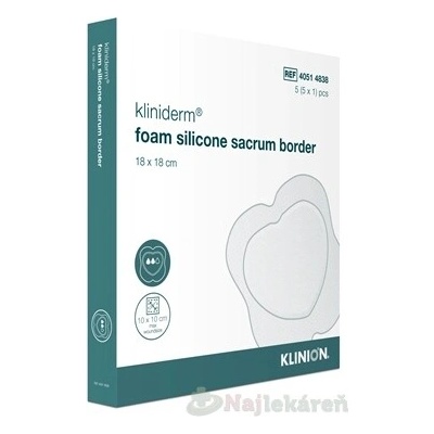 Kliniderm foam silicone sacrum border krytie penové silikónové 18 x 18 cm 5 ks