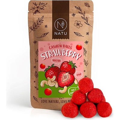 NATU Jahodové kuličky s kešu krémem 70 g