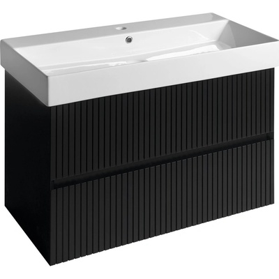 Sapho FILENA 82x51,5x43 cm černá matná, drážkovaný design FID1285BS
