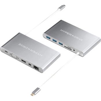 HYPER by Sanho HyperDrive Slim 11-in-1 USB-C Hub - мултифункционален хъб за свързване на допълнителна периферия за MacBook Pro и устройства с USB-C (сив)