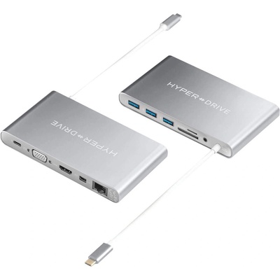 HYPER by Sanho HyperDrive Slim 11-in-1 USB-C Hub - мултифункционален хъб за свързване на допълнителна периферия за MacBook Pro и устройства с USB-C (сив)