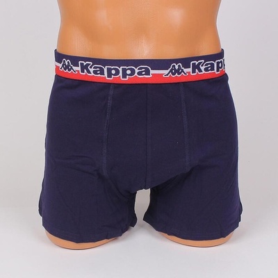 Мъжки боксер в тъмносиньо с външен ластик и надпис