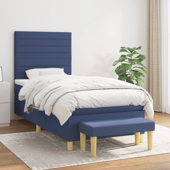 vidaXL Боксспринг легло с матрак, синя, 90x200 см, плат (3137211)