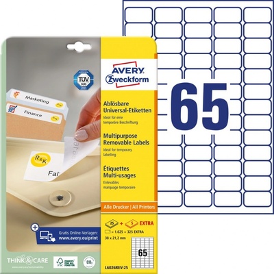Avery Zweckform L6026REV-25 Snímatelné etikety 38x21,2 mm 1950 ks bílé