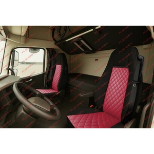  Flz. tap1207ssgКомплект 1+1 тапицерия от еко кожа за volvo fh12 euro 5 2006- 2015 - червено-черно