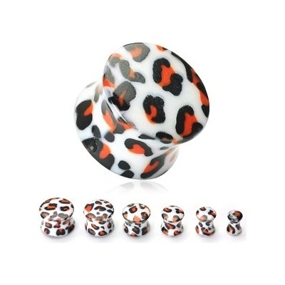 Šperky eshop plug do ucha bílý vzor leopard U02.17
