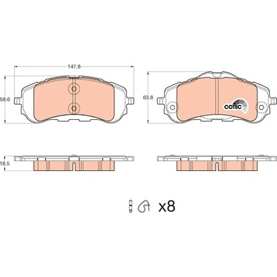 TRW Sada brzdových platničiek kotúčovej brzdy GDB2044