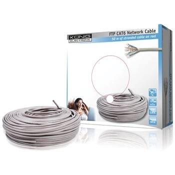 König CMP-FTP6R50 - FTP kabel lanko, CAT6, cívka 50m