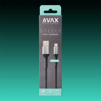 AVAX Кабел за зареждане, USB-A - Lightning, 3A, 1, 5 м, стоманено сив AVAX_CB401G (AVAX_CB401G)