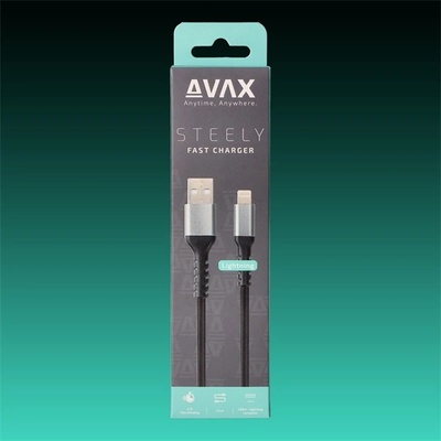 AVAX Кабел за зареждане, USB-A - Lightning, 3A, 1, 5 м, стоманено сив AVAX_CB401G (AVAX_CB401G)