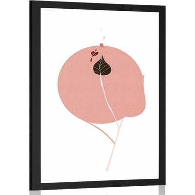 Plakát s paspartou osamělý list - 20x30 black