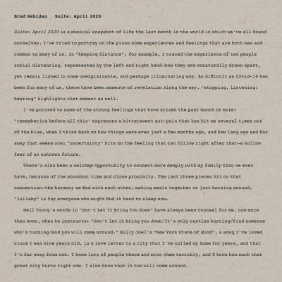 Brad Mehldau - Suite - April 2020 LP