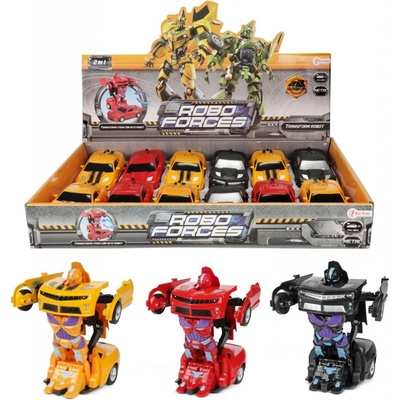 Teddies Transformer auto/robot kov/plast 13cm 3 barvy na zpětné natažení