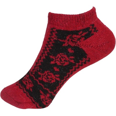 Дамски термо терлици в червено и черно с рози