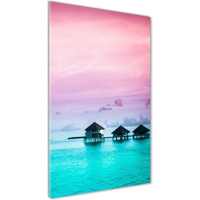 Vertikálny foto obraz fotografie na skle Bungalovy na vode 50x100 cm