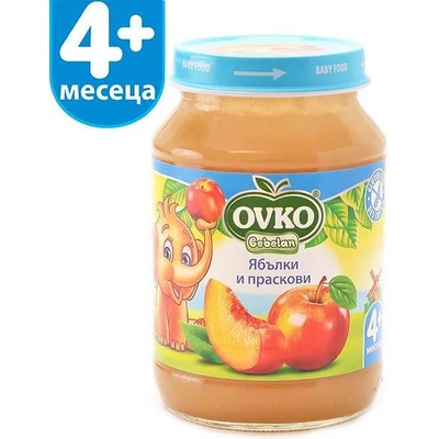OVKO Bebelan - Пюре ябълка и праскова 4 месец 190 гр (4218)