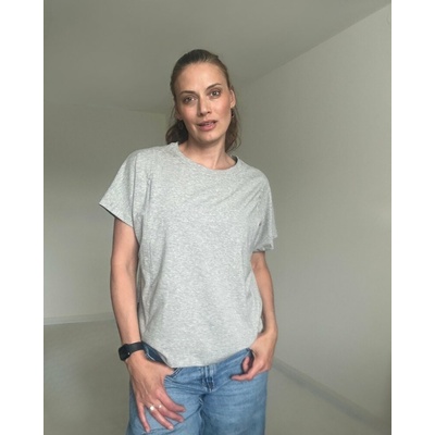 Kojicí tričko se zipem Kira oversized šedý melír