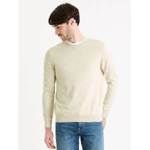 Celio Кремав мъжки основен пуловер Celio Decotonv Celio | Byal | МЪЖЕ | XXL