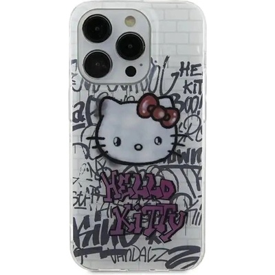 Hello Kitty Кейс Hello Kitty IML Kitty On Bricks Graffiti за iPhone 15, бял (KXG0078938)