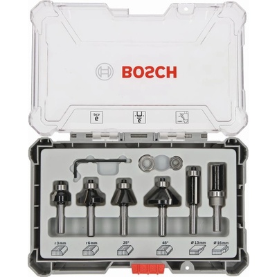 Sada fréz na hrany a hrany, stopka 6 mm, 6 kusov Bosch Accessories 2607017468