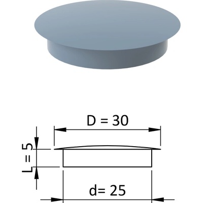 Vnitřní krytka kulatá ø 30 mm, otvor ø 25 mm, šedá, plast