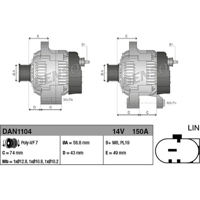 Alternátor DENSO (DE DAN1104)