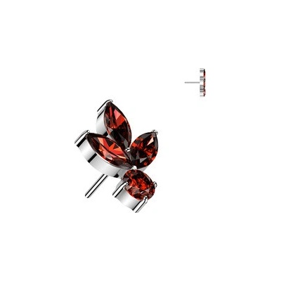 Šperky4U ozdobná část k Push In piercingu titan červené zirkony TIT1507-R